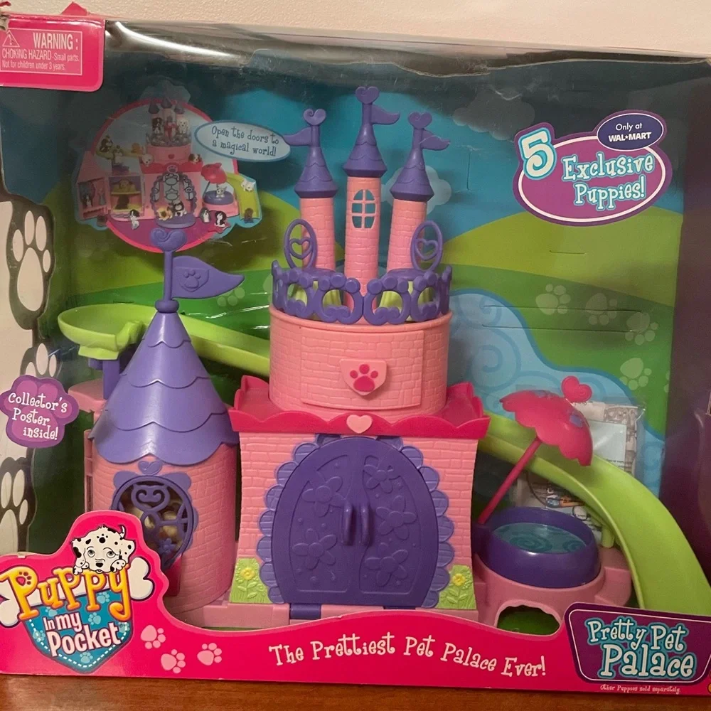 Pet Palace Puppy Pocket Castle Vintage Toys Doll House Miniatures Purple Pink